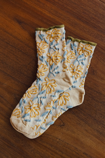 Wild Daisy Socks Cream Yellow