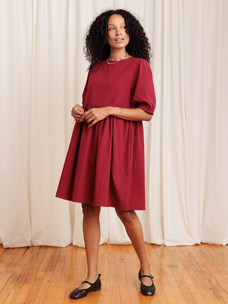 Nico Balloon Sleeve Dress 2.0 Garnet