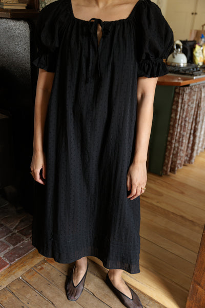 Bertille Pintucked House Dress Black