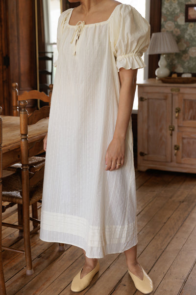 Bertille Pintucked House Dress Cream
