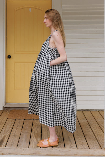 Lupine Apron Linen Dress Black Gingham