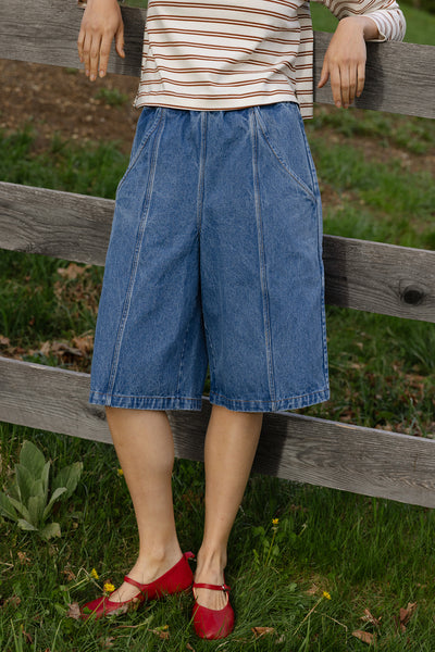 Porch Balloon Denim Shorts Leeward Blue